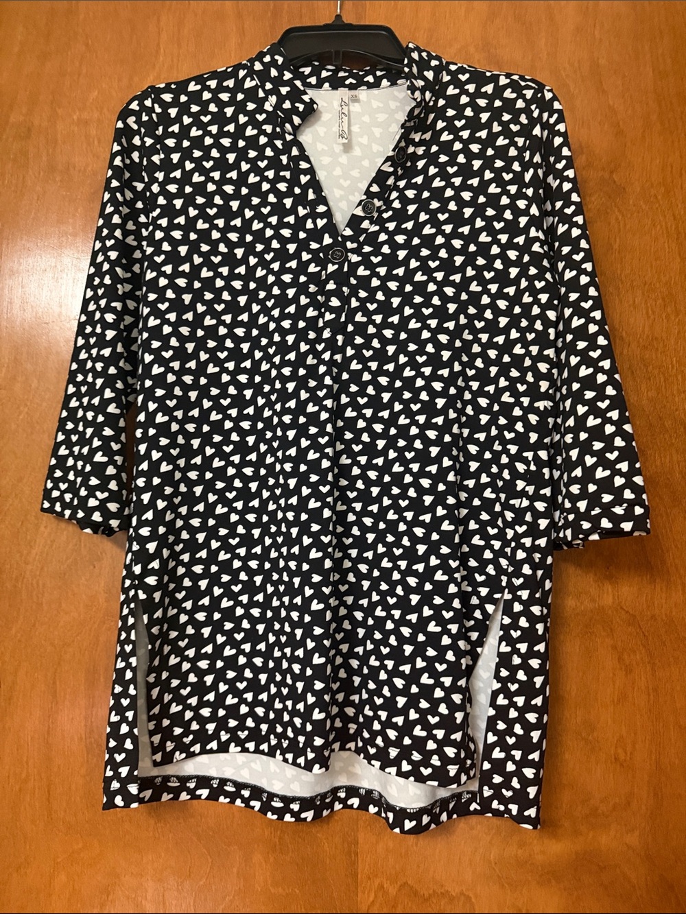 Lulu-B Black Tunic with White Heart Print